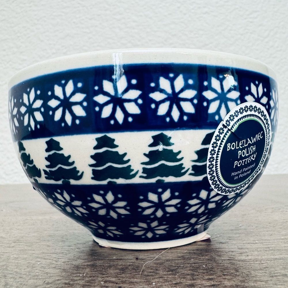 Boleslawiec Polish Pottery Snowflake Christmas Tree Holiday Bowl Dish
